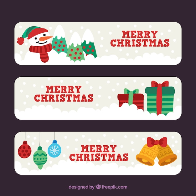 Set of merry christmas banners