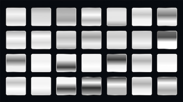 Free vector set of metallic steel or platinum gradients