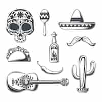 Free vector set of mexican elements