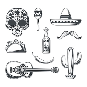 Set of mexican elements