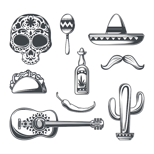 Set of mexican elements