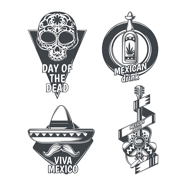 Set of mexican emblems