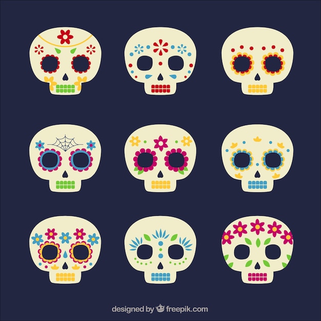 Set of mexican skulls ornaments