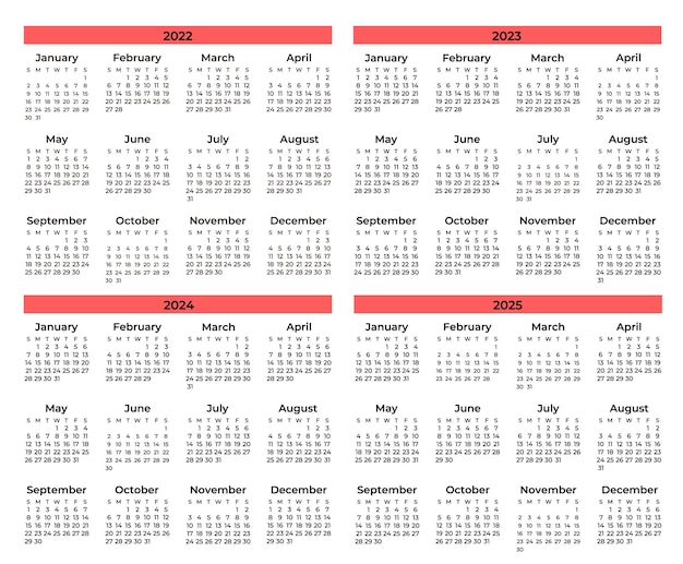 Free vector set of minimal calendars