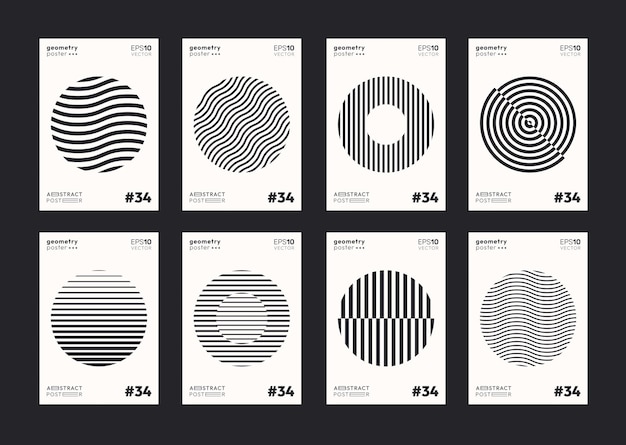 Set of minimalist abstract posters. modern circle shapes. geometric design elements.