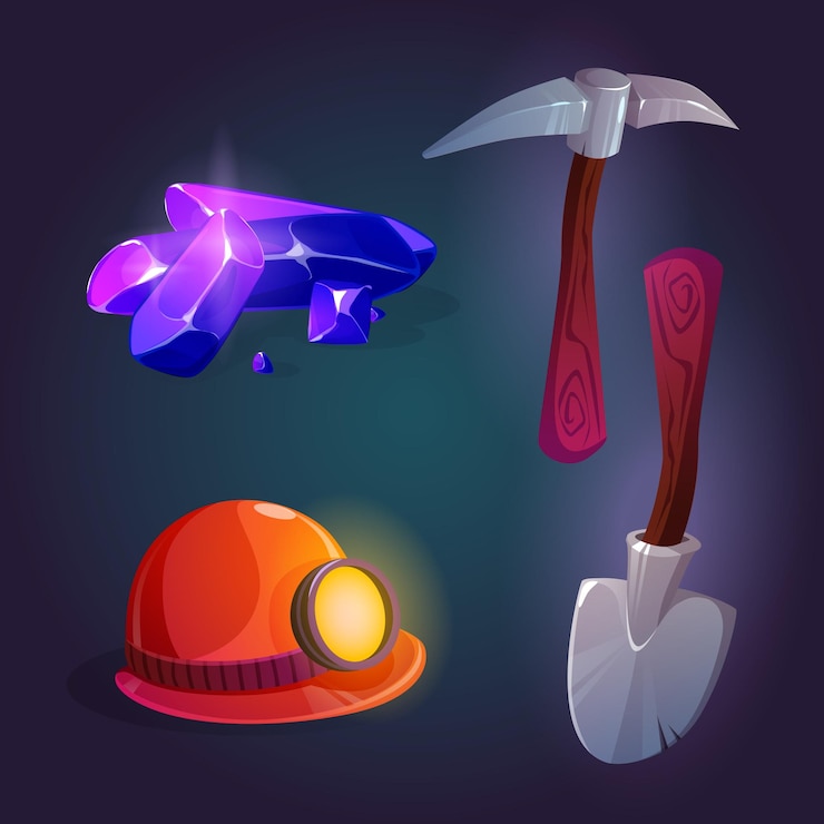 Free Vector set of mining game assets