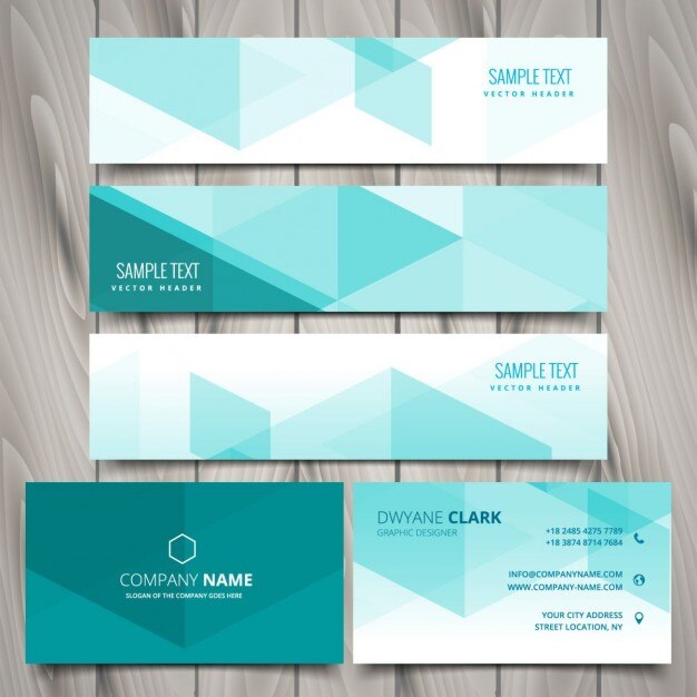 Free Vector set of mint polygonal business stationery