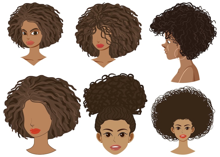 Free Vector set of mix afro hair