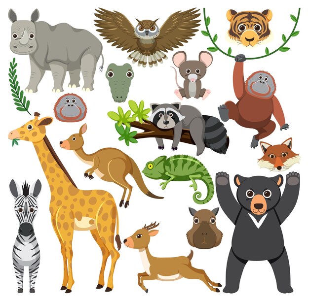 Free vector set of mix animal character