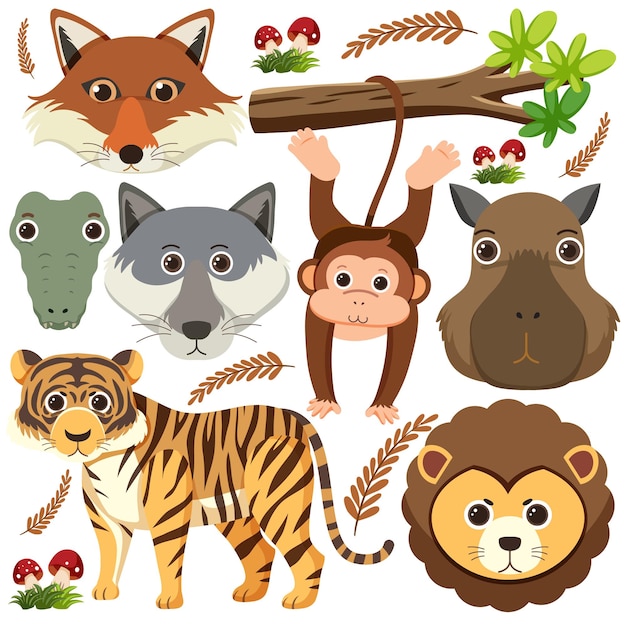 Free vector set of mix animal character