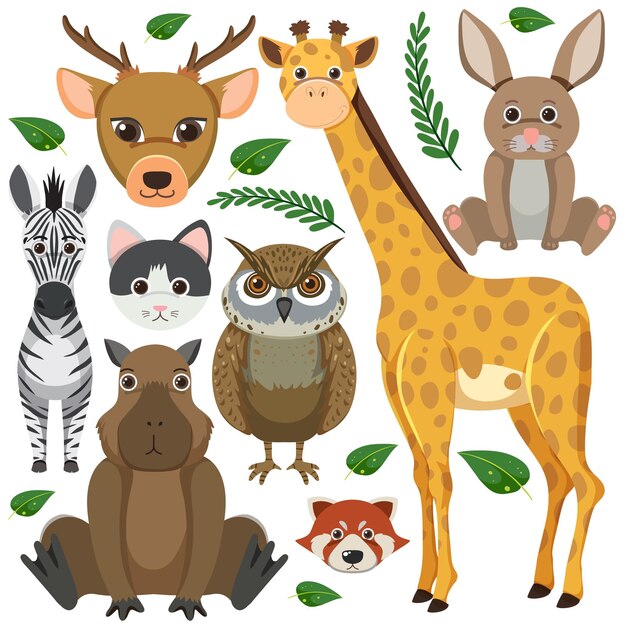 Free vector set of mix animal character