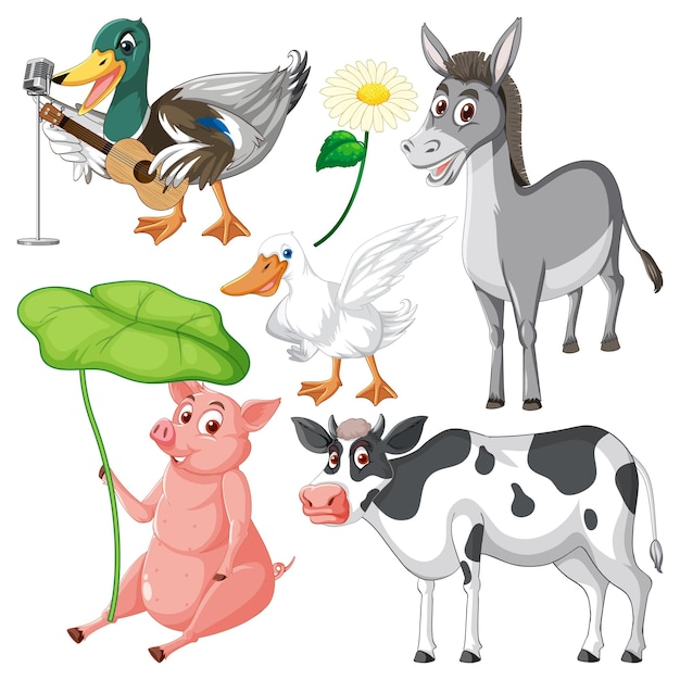 Free vector set of mix animal farm character