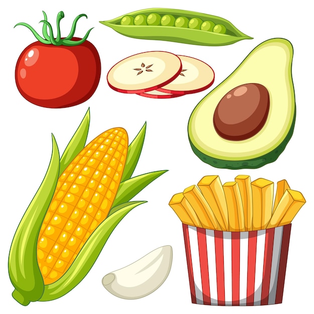 Free vector set of mix food