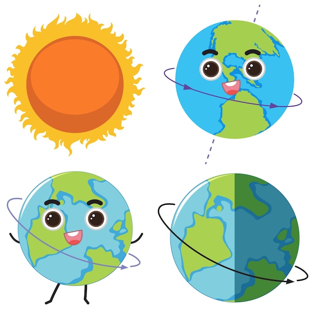 Free Vector set of mix prime meridians cartoon