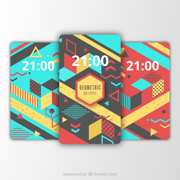 Set of mobile backgrounds with abstract elements