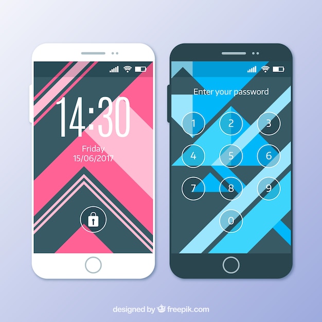 Set of mobile wallpapers in geometric style