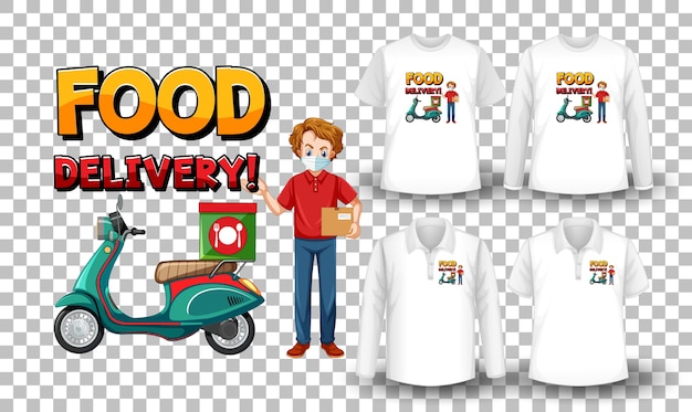 Set of mockup shirt with delivery theme