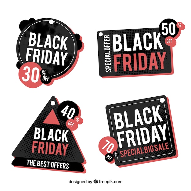 Free vector set of modern black friday stickers