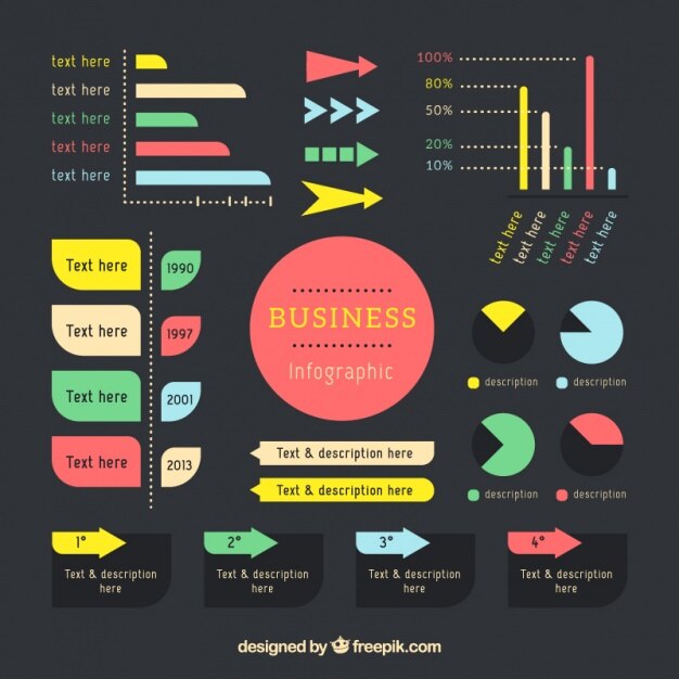 Free Vector set of modern business infographic elements
