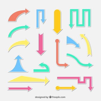 Set of modern colored arrow stickers