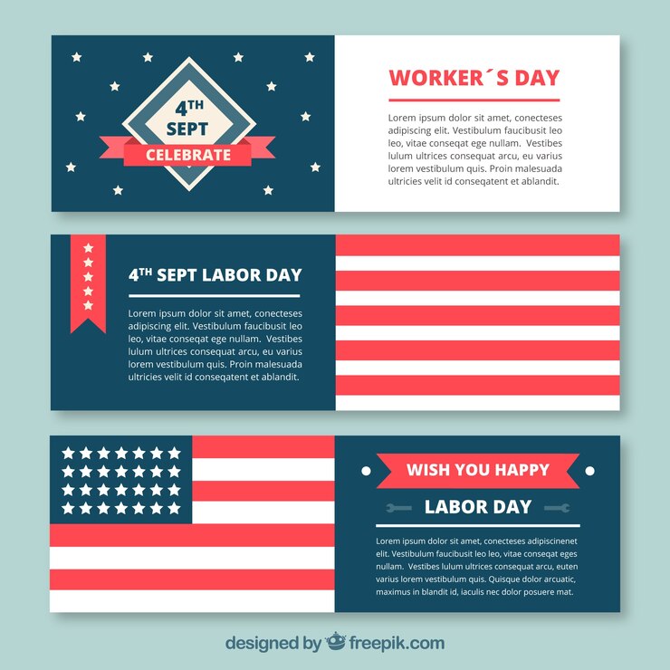 Free Vector set of modern and elegant banners for labor day