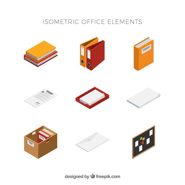 Free vector set of modern elements with isometric view