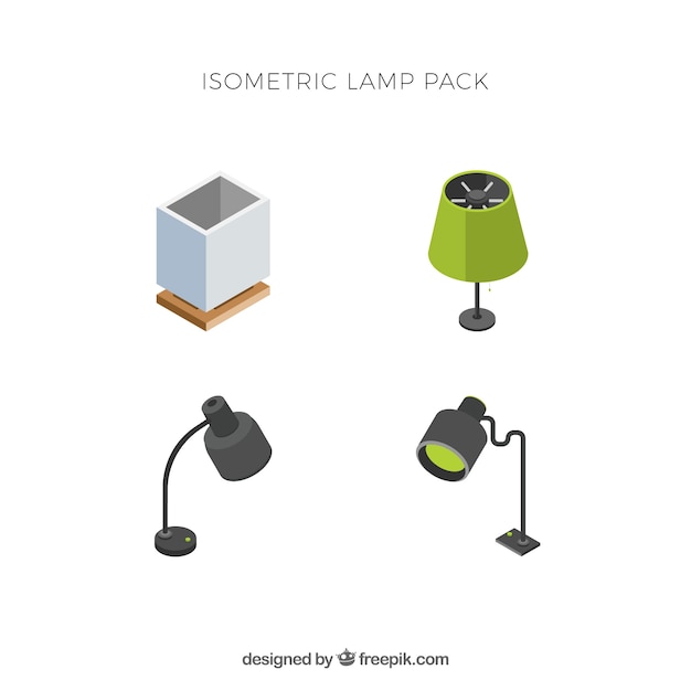 Free vector set of modern elements with isometric view