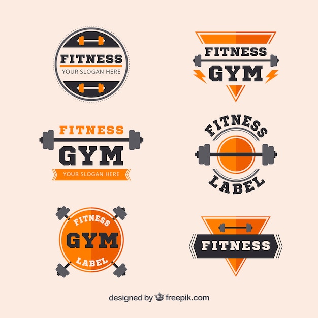 Free vector set of modern fitness labels