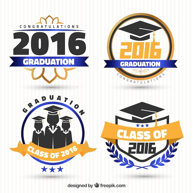 Free vector set of modern graduation stickers