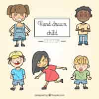 Free vector set of modern hand drawn children characters