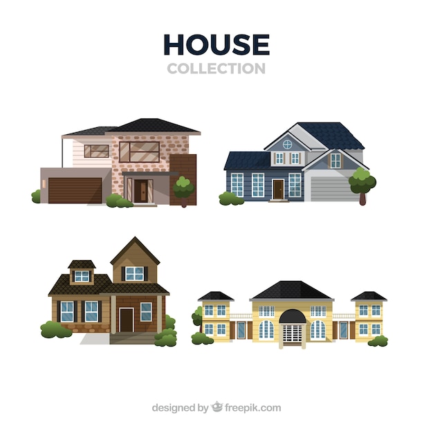 Free vector set of modern houses