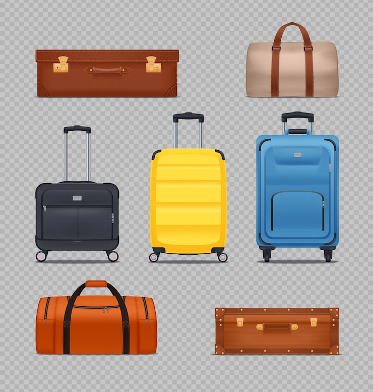 Free Vector set of modern plastic luggage