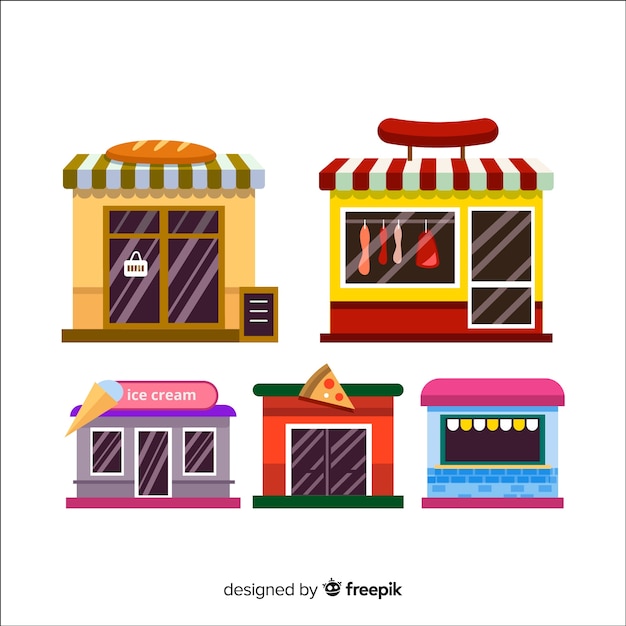 Free vector set of modern restaurants