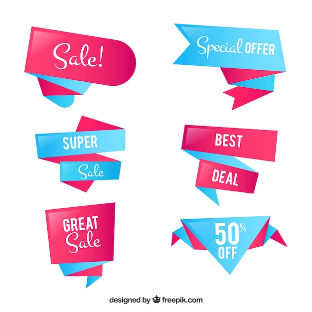 Free vector set of modern sales ribbons