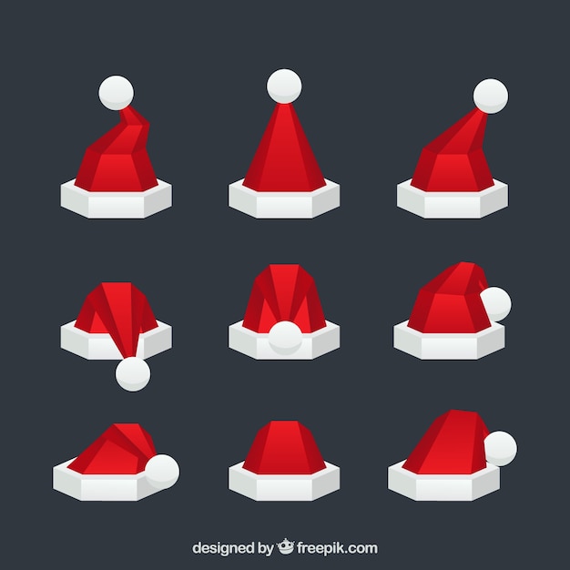 Free vector set of modern santa claus hats