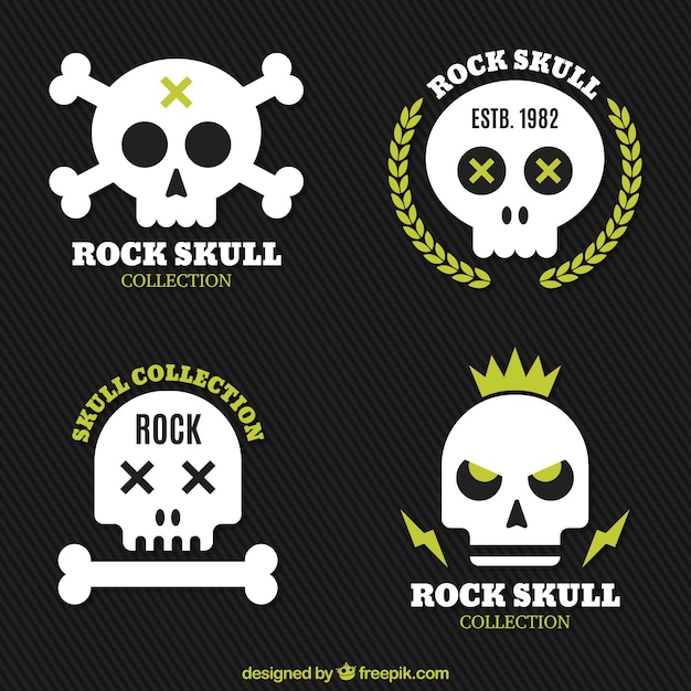 Free vector set of modern skull stickers