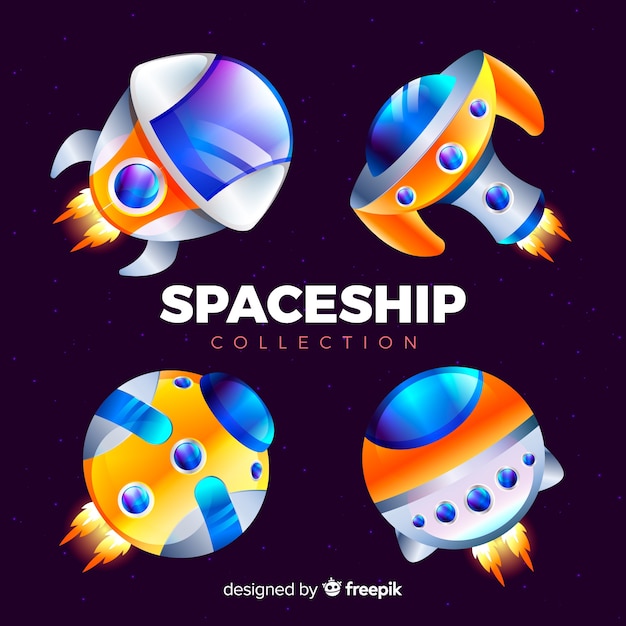 Set of modern spaceships