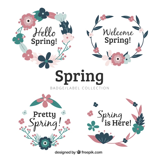 Set of modern spring labels