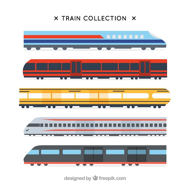 Free vector set of modern trains in flat design