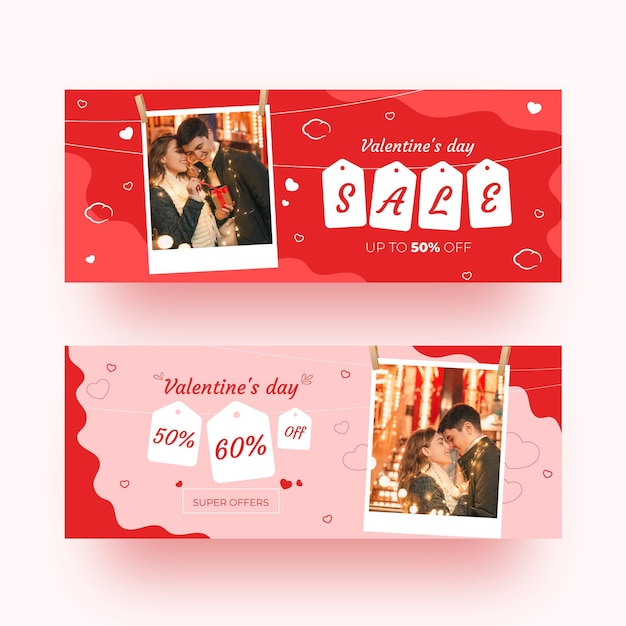 Set of modern valentine's day banners