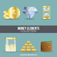 Free vector set of money elements in flat design