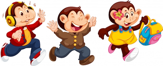 Free vector set of monkey character