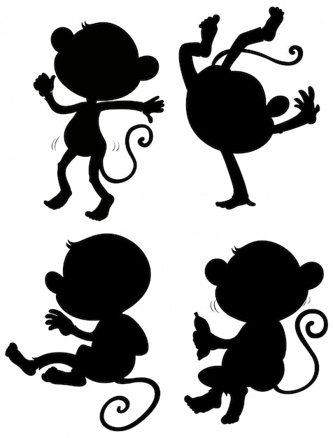 Free vector set of monkey silhouette