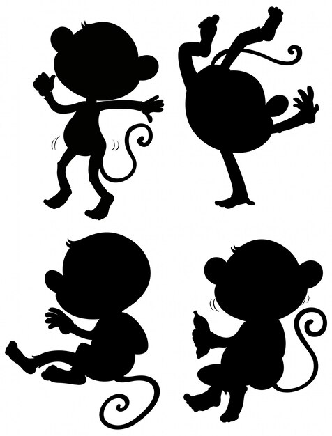 Set of monkey silhouette