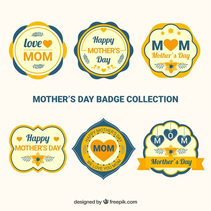 मुफ़्त वेक्टर set mother's day badges in flat style