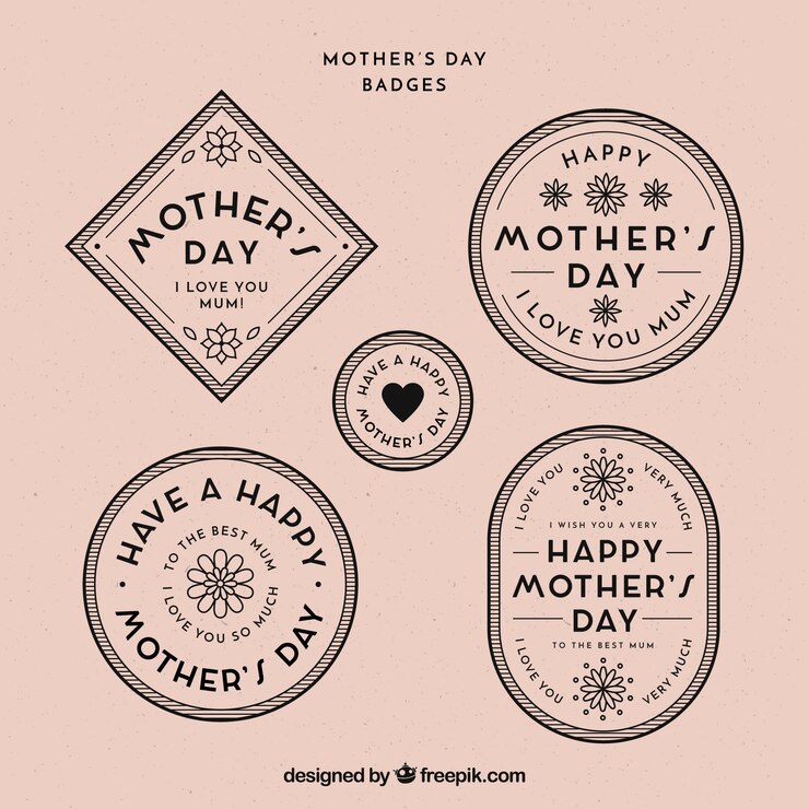 Free Vector set of mother's day badges in vintage style