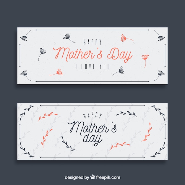 Set of mother's day banners with flowers