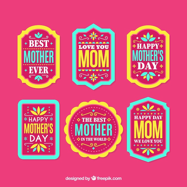 Set of mother's day labels with typography