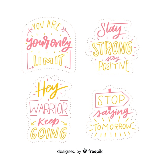 Free vector set of motivational lettering stickers