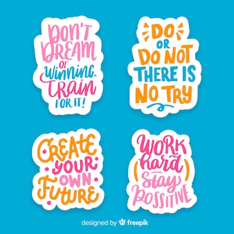 Set of motivational lettering stickers
